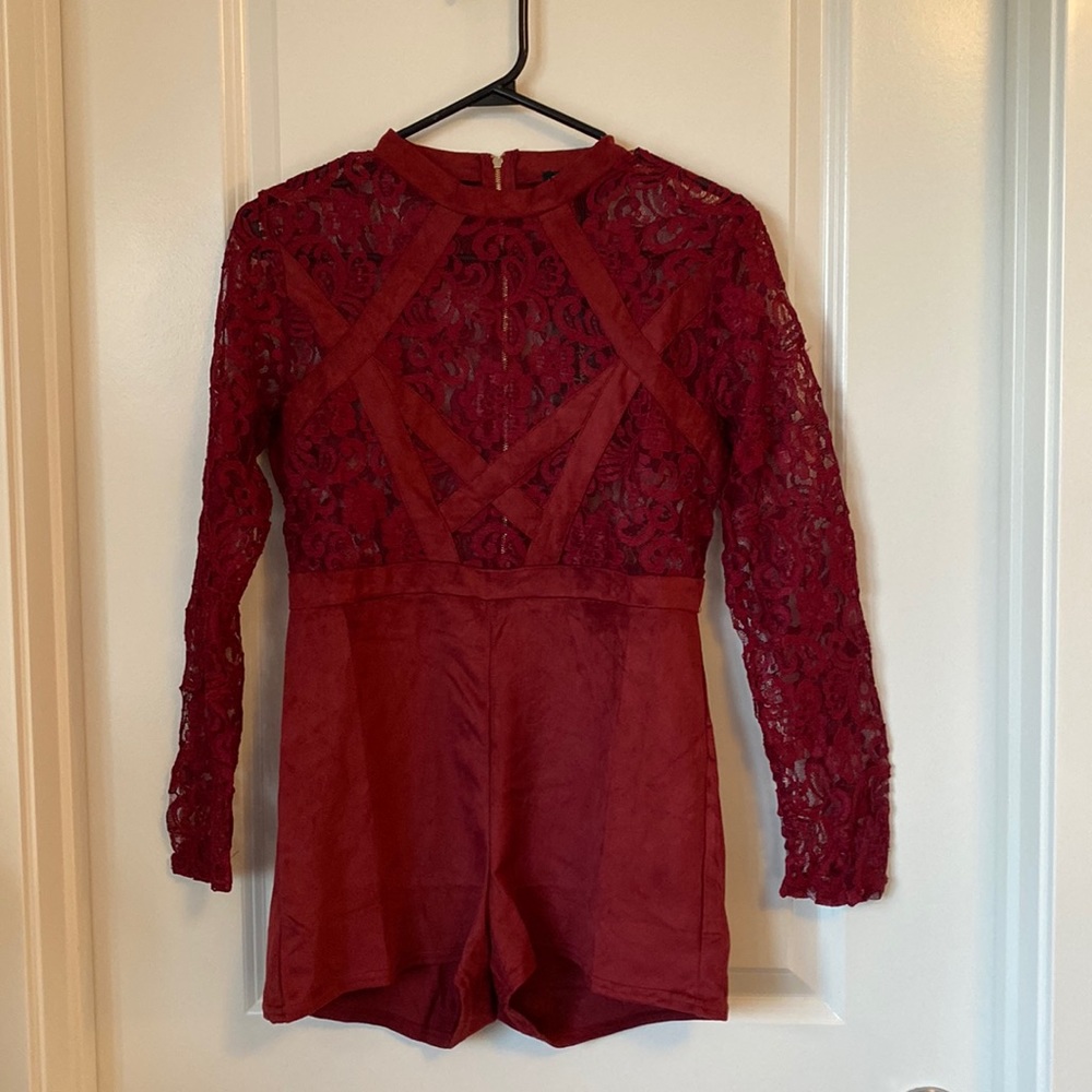 Red romper shorts